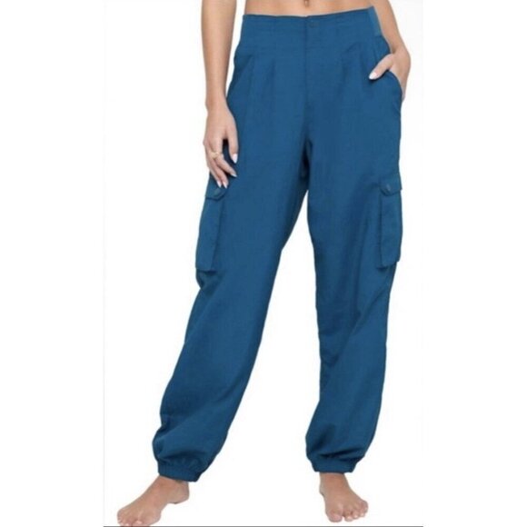 Spiritual Gangster Pants - Spiritual Gangster Women's Teal Blue Taylor Cargo Loungewear Size Medium